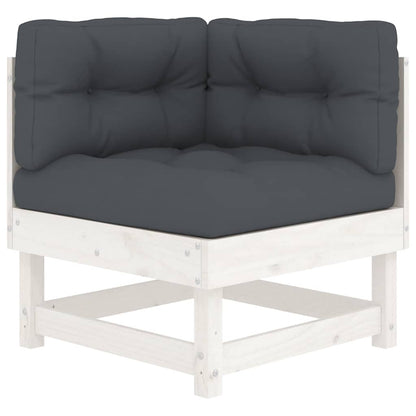 Garden Lounge Set White Solid pine wood, Oxford fabric 7 Piece Set