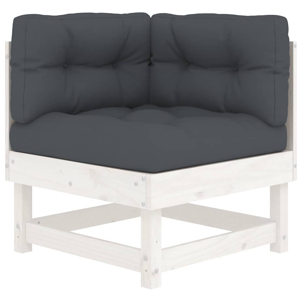 Garden Lounge Set White Solid pine wood, Oxford fabric 7 Piece Set