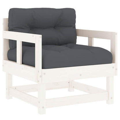 Garden Lounge Set White Solid pine wood, Oxford fabric 7 Piece Set