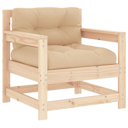 Garden Lounge Set Beige and wooden tones