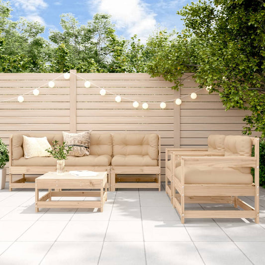 Garden Lounge Set Beige and wooden tones