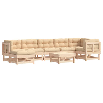 Garden Lounge Set Beige Solid Pine Wood, Plywood Large Modular