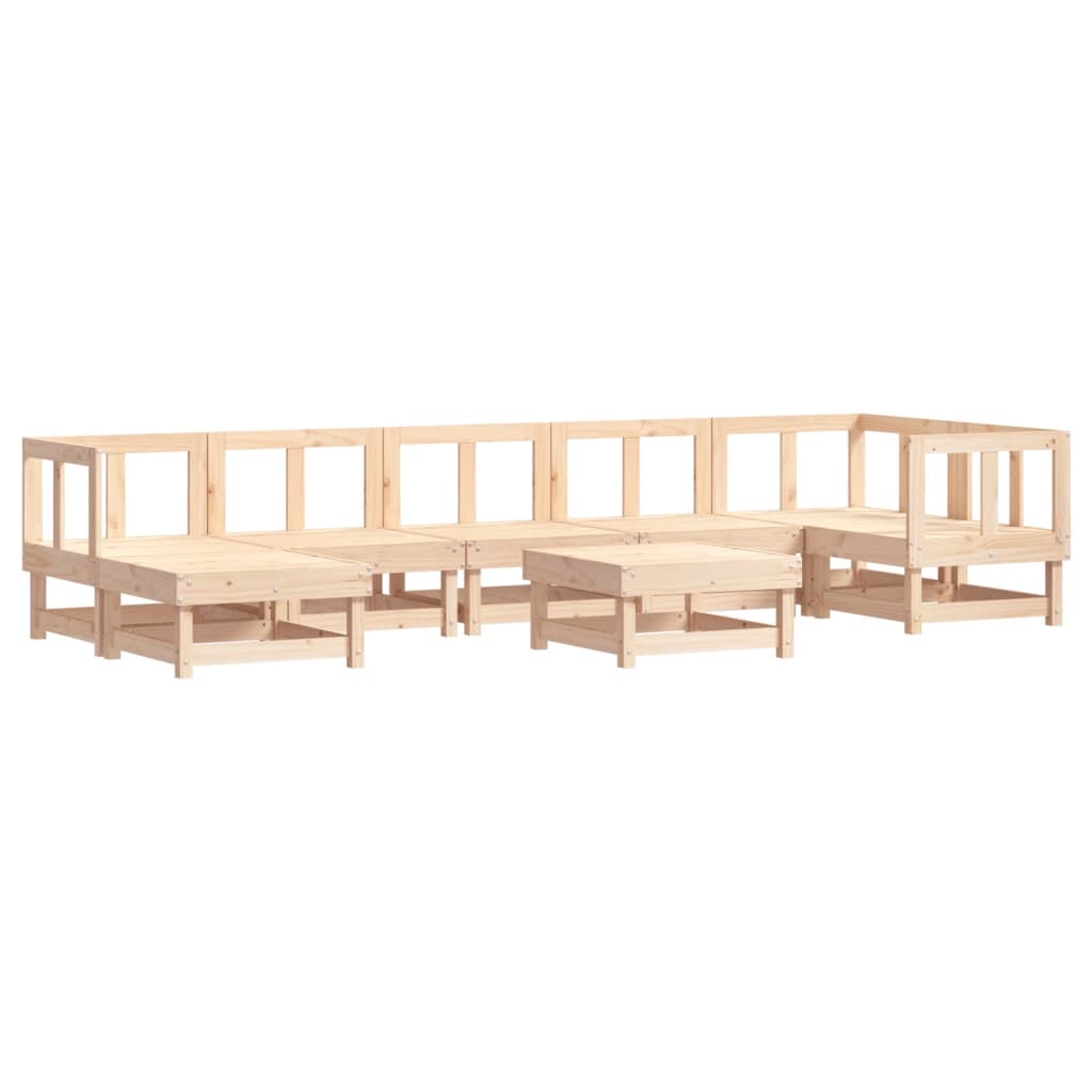 Garden Lounge Set Beige Solid Pine Wood, Plywood Large Modular