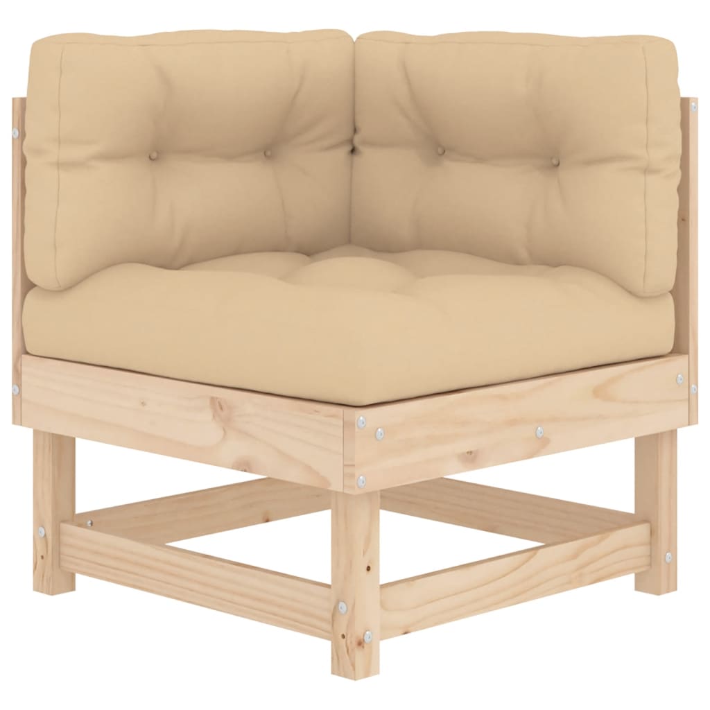 Garden Lounge Set Beige Solid Pine Wood, Plywood Large Modular