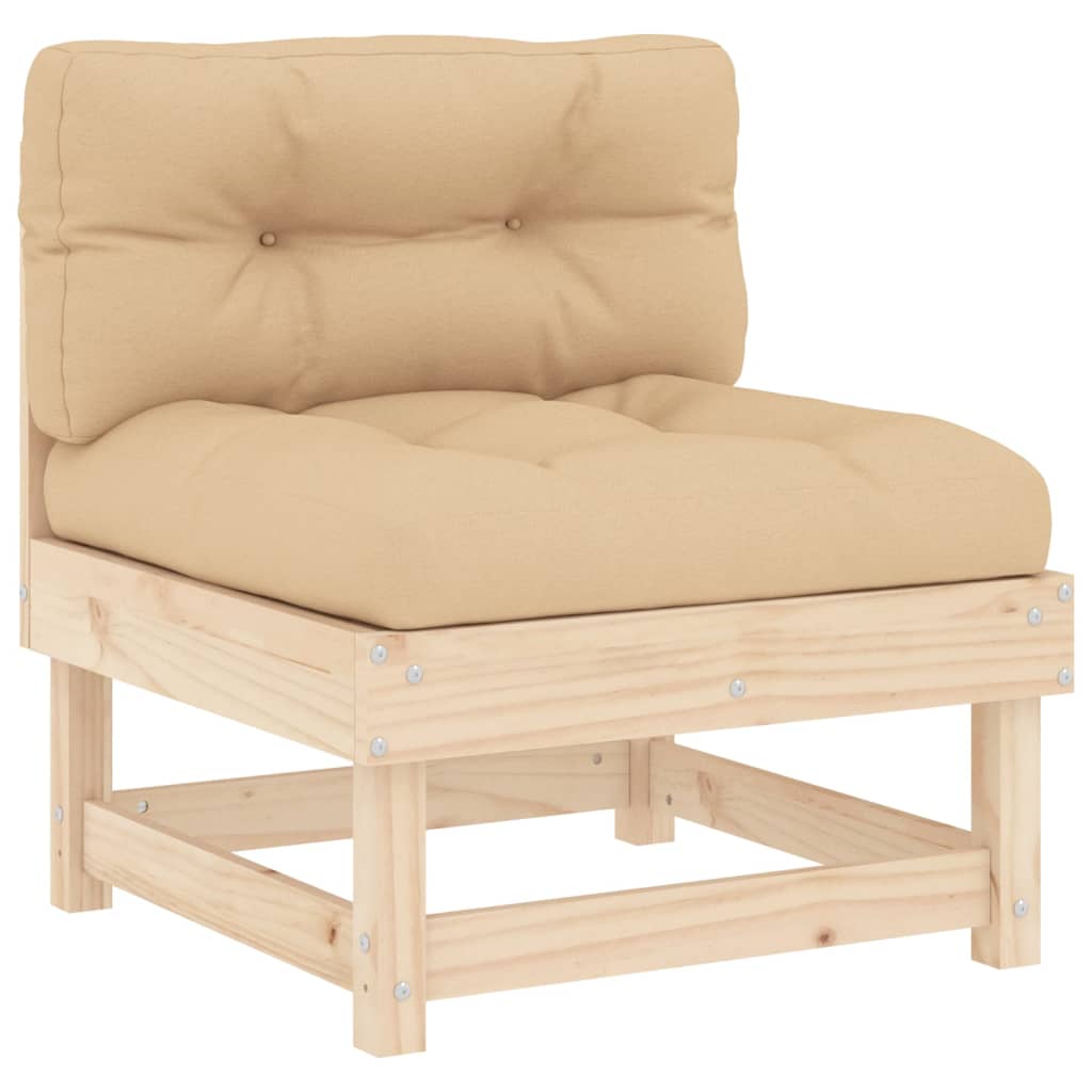 Garden Lounge Set Beige Solid Pine Wood, Plywood Large Modular