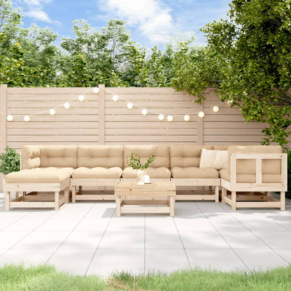 Garden Lounge Set Beige Solid Pine Wood, Plywood Large Modular