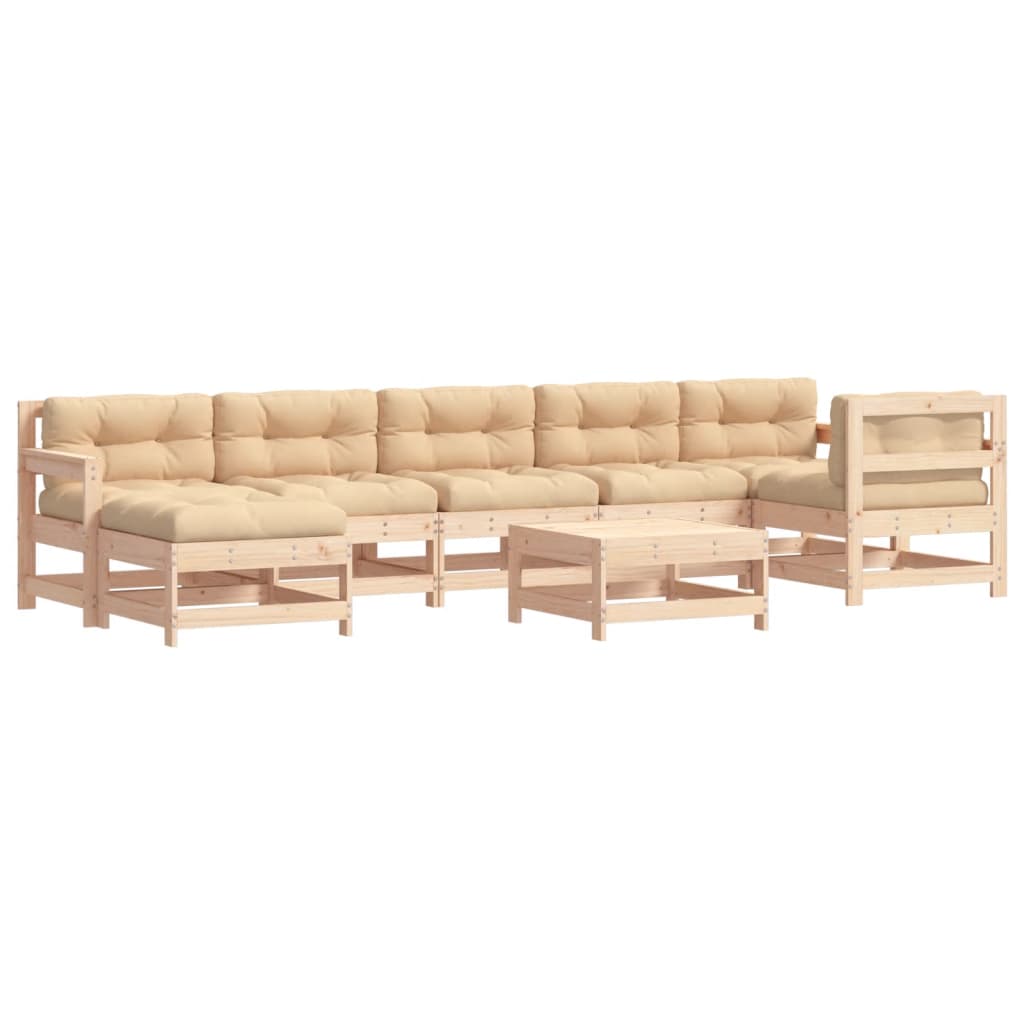 Garden Lounge Set Beige, Natural Wood Tone