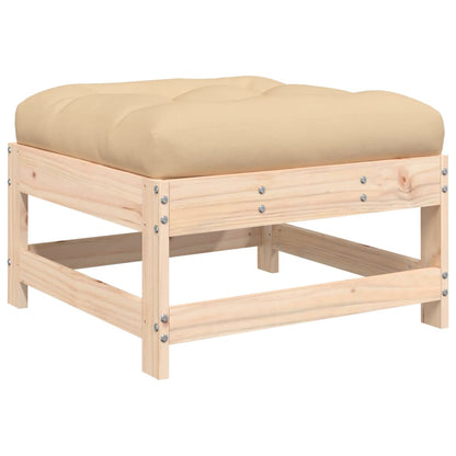 Garden Lounge Set Beige, Natural Wood Tone