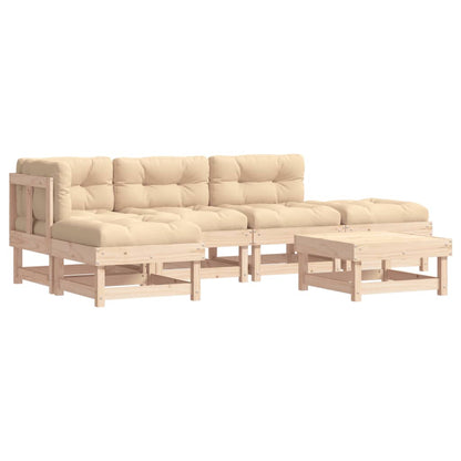 Garden Lounge Set Beige Solid Pine Wood, Plywood Standard Modular