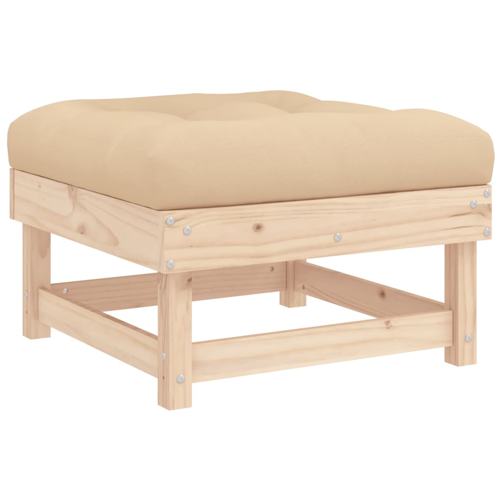 Garden Lounge Set Beige Solid Pine Wood, Plywood Standard Modular