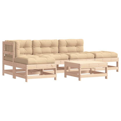 Garden Lounge Set Beige Solid Pine Wood Large Modular