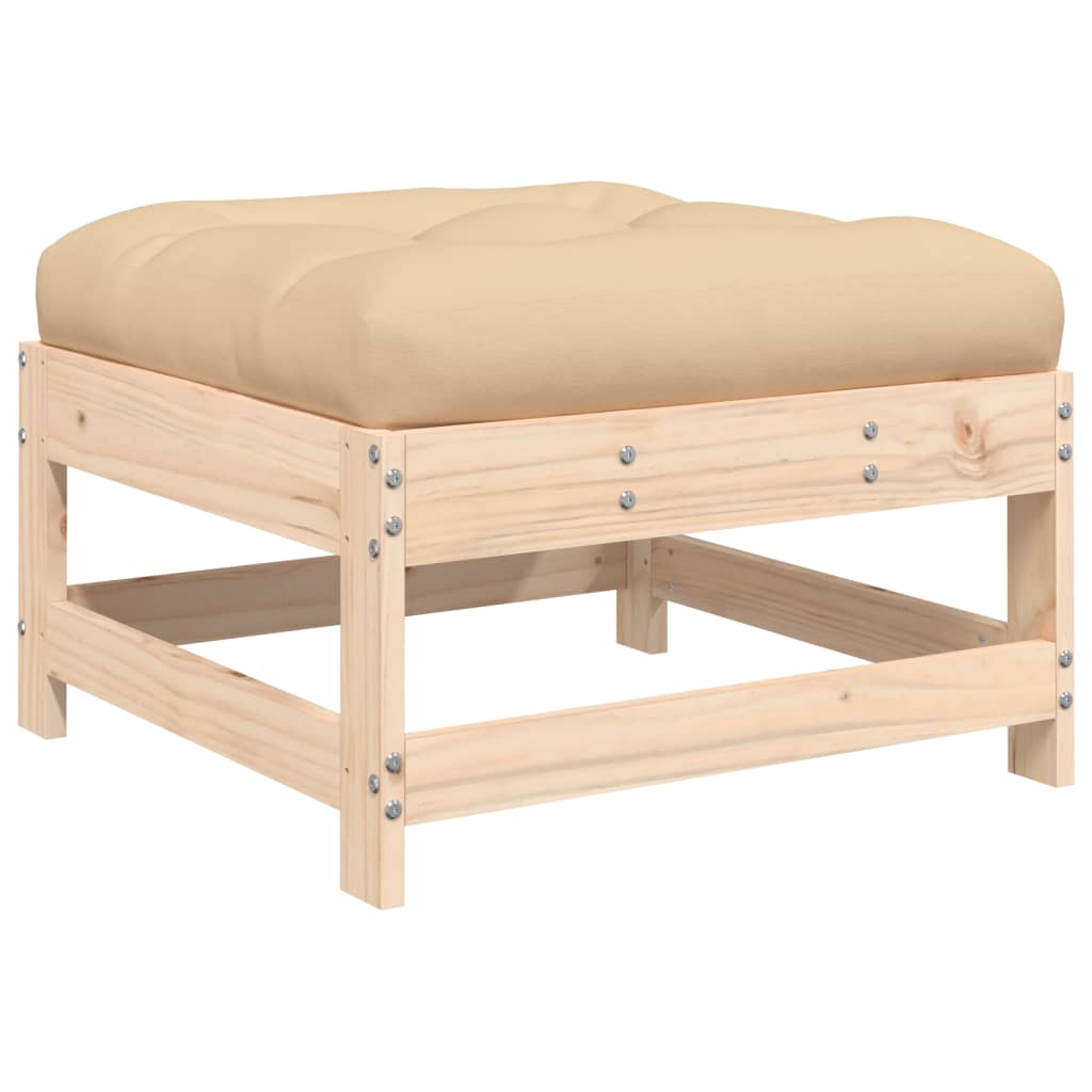 Garden Lounge Set Beige Solid Pine Wood Large Modular