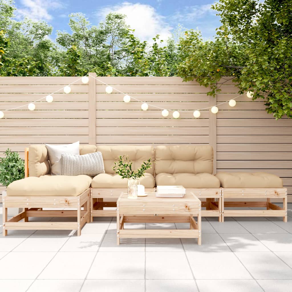 Garden Lounge Set Beige Solid Pine Wood Large Modular