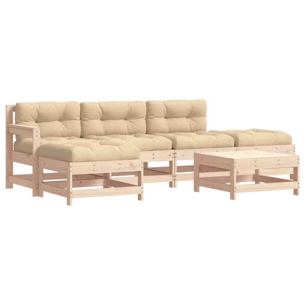 Garden Lounge Set Beige, Natural Wood