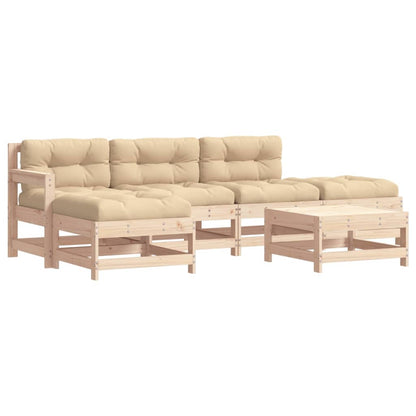 Garden Lounge Set Beige, Natural Wood
