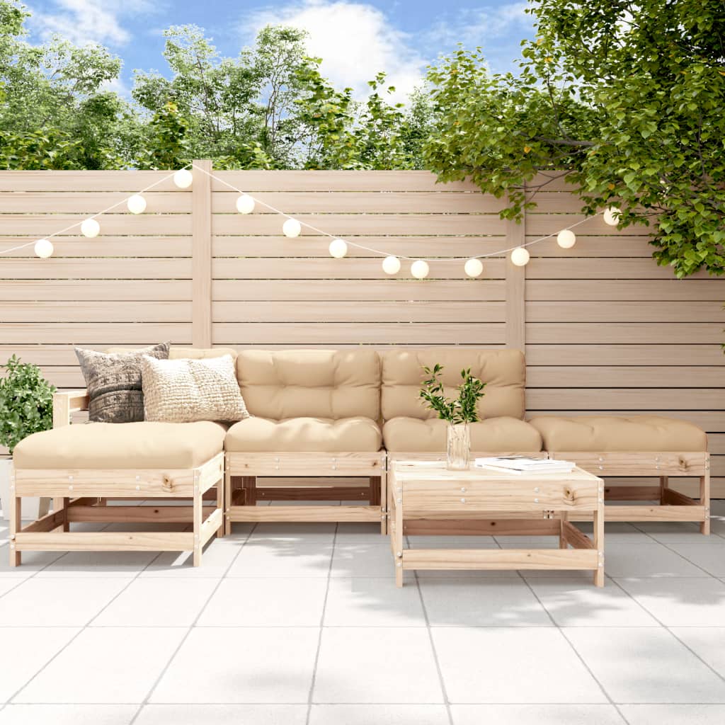 Garden Lounge Set Beige, Natural Wood