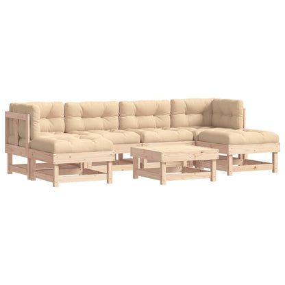 Garden Lounge Set Beige, Natural Wood