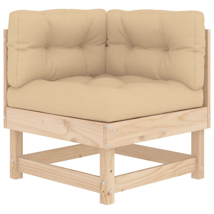 Garden Lounge Set Beige, Natural Wood