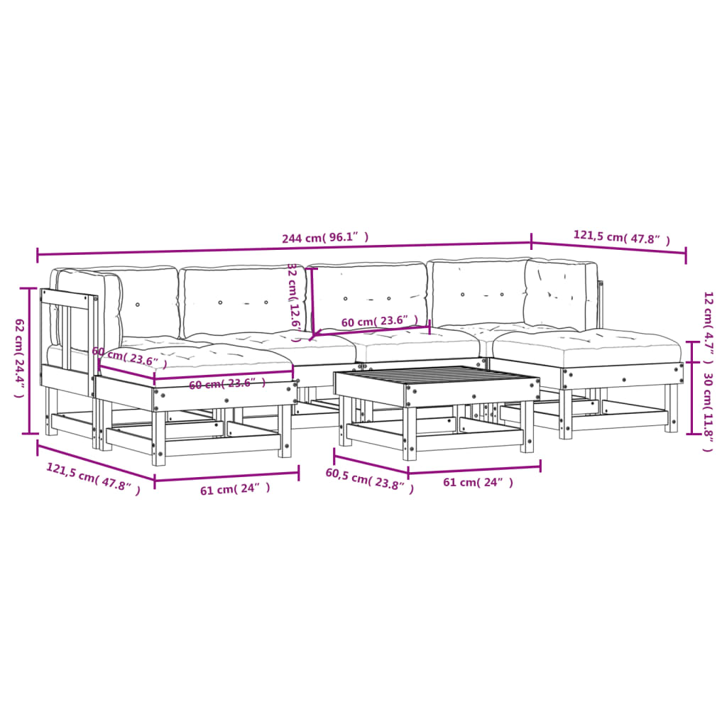 Garden Lounge Set Beige, Natural Wood