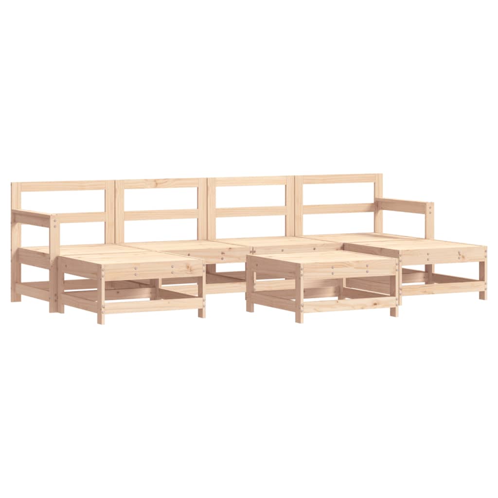 Garden Lounge Set Beige Solid pinewood 7 Piece Set Modular