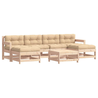 Garden Lounge Set Beige Solid pine wood, Plywood, Oxford fabric