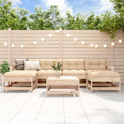 Garden Lounge Set Beige Solid pine wood, Plywood, Oxford fabric