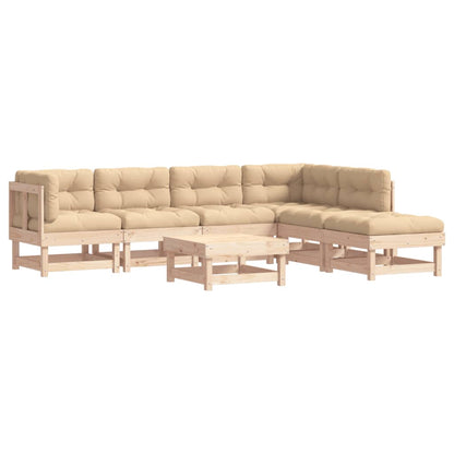 Garden Lounge Set Beige Solid Pine Wood Large Modular