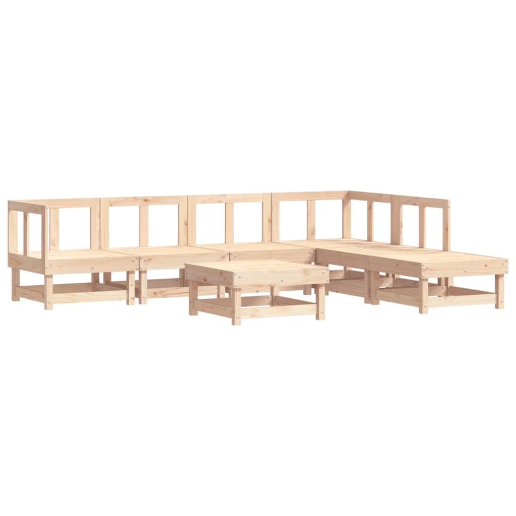 Garden Lounge Set Beige Solid Pine Wood Large Modular