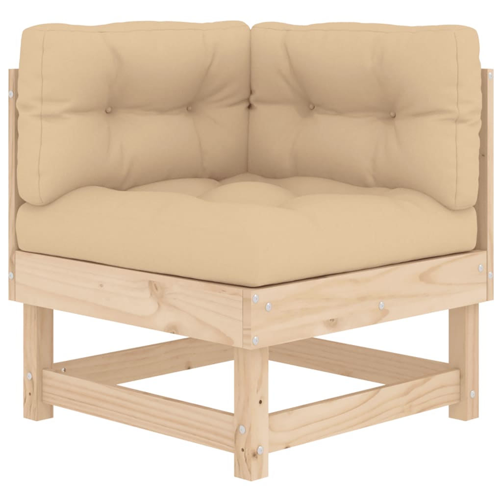 Garden Lounge Set Beige Solid Pine Wood Large Modular