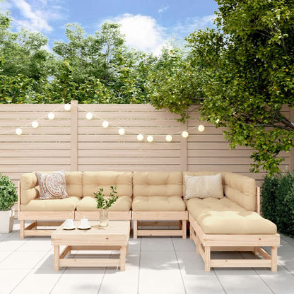 Garden Lounge Set Beige Solid Pine Wood Large Modular
