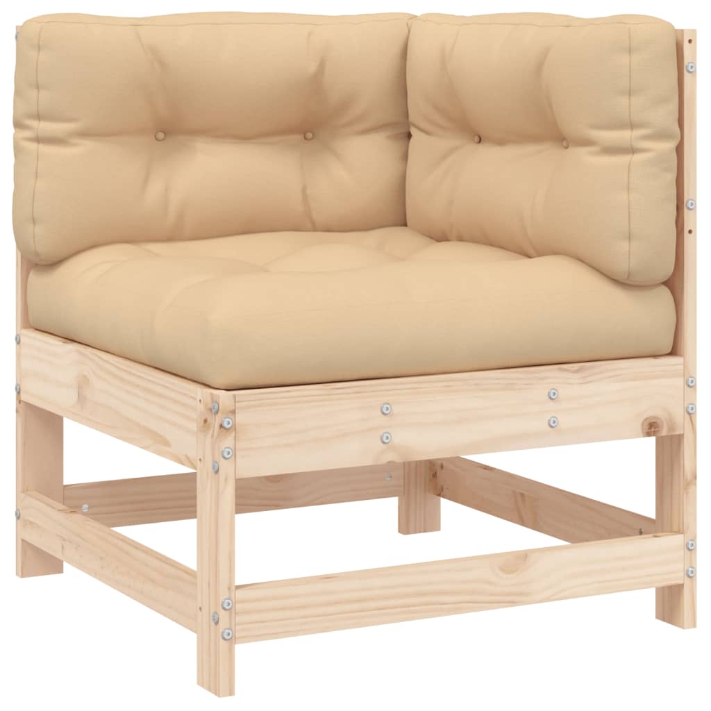 Garden Lounge Set Beige Solid pine wood, Plywood Large Modular
