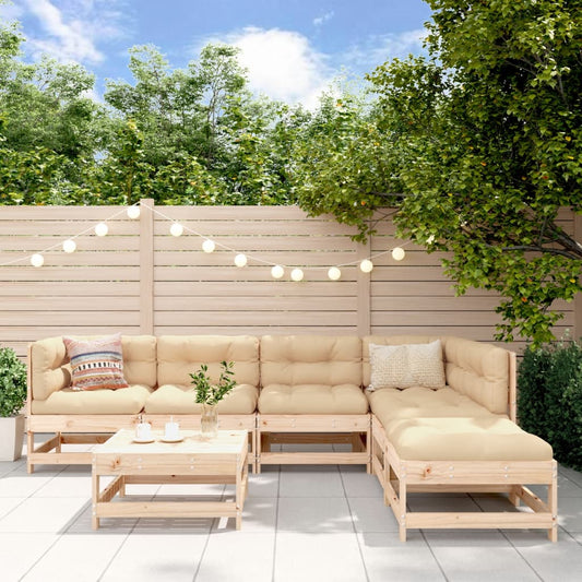 Garden Lounge Set Beige Solid pine wood, Plywood Large Modular