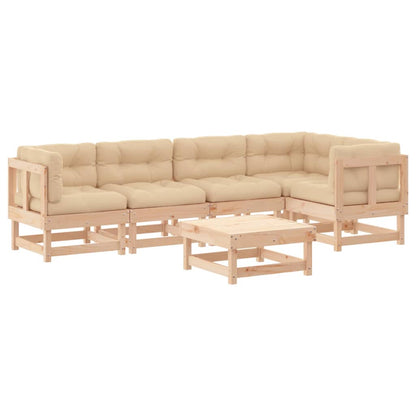 Garden Lounge Set Beige Solid pine wood, Oxford fabric, Plywood