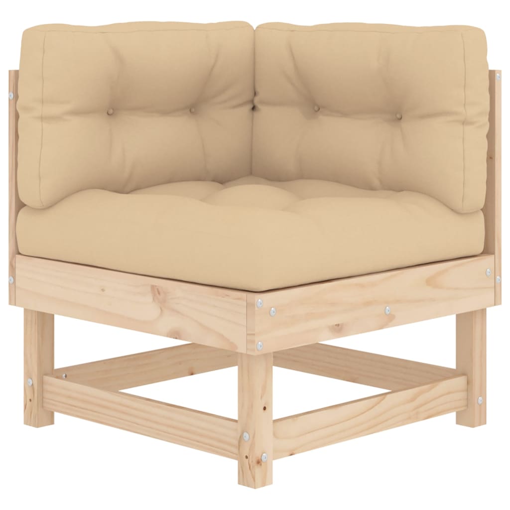 Garden Lounge Set Beige Solid pine wood, Oxford fabric, Plywood
