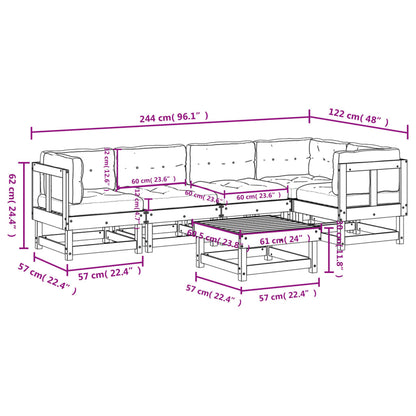 Garden Lounge Set Beige Solid pine wood, Oxford fabric, Plywood