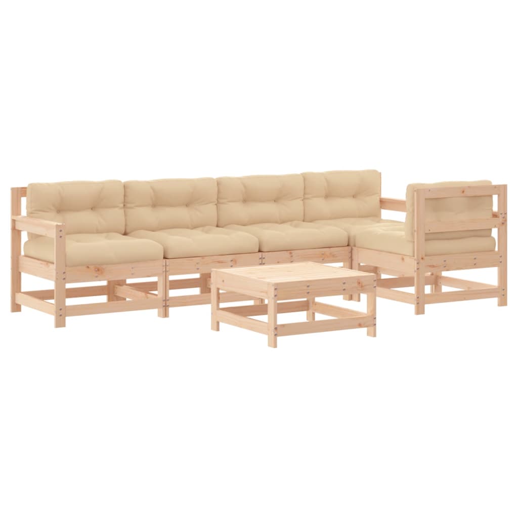 Garden Lounge Set Beige Solid pinewood, Plywood Medium Modular