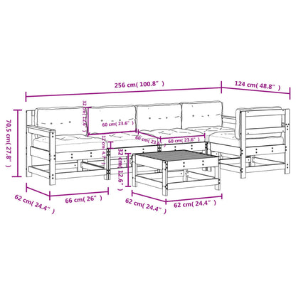 Garden Lounge Set Beige Solid pinewood, Plywood Medium Modular