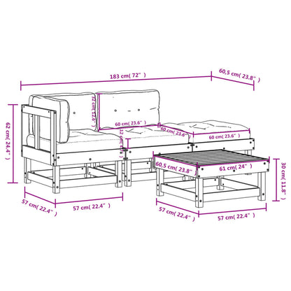 Garden Lounge Set Beige Solid pine wood Medium Modular