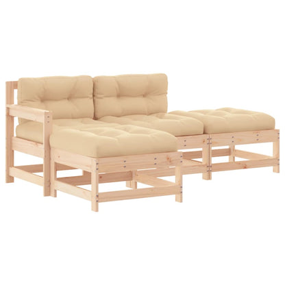 Garden Lounge Set Beige Solid pinewood Large Modular