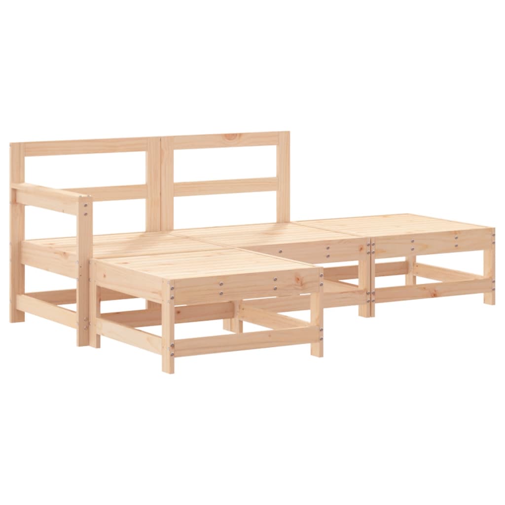Garden Lounge Set Beige Solid pinewood Large Modular