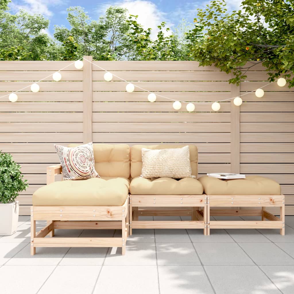Garden Lounge Set Beige Solid pinewood Large Modular