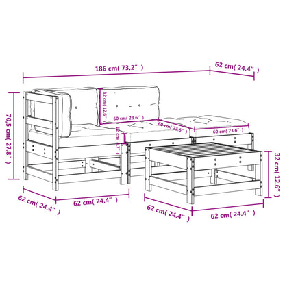Garden Lounge Set Beige Solid pine wood, Plywood, Oxford fabric
