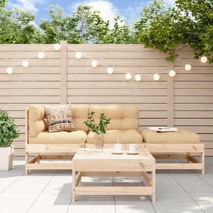 Garden Lounge Set Beige Solid pine wood, Plywood, Oxford fabric