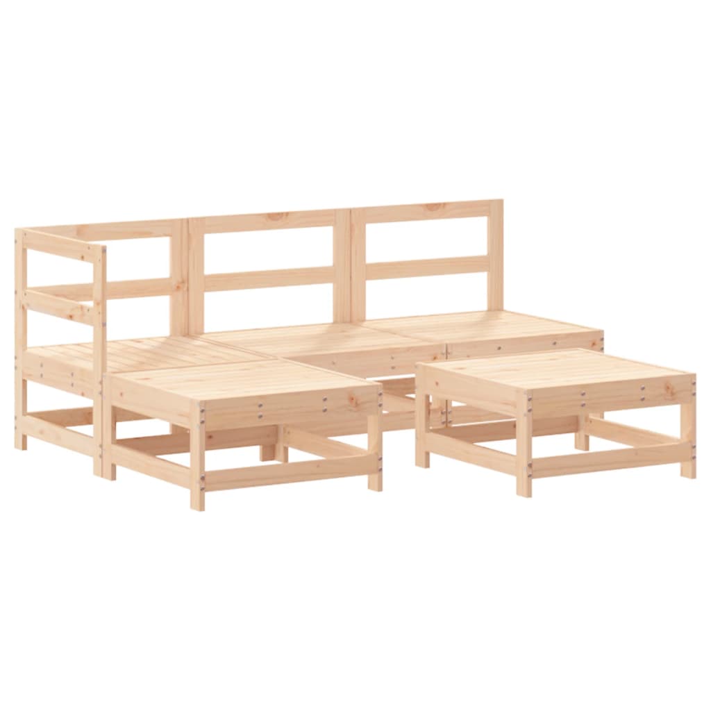 Garden Lounge Set Beige, Natural Wood