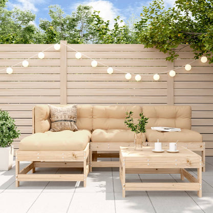 Garden Lounge Set Beige, Natural Wood