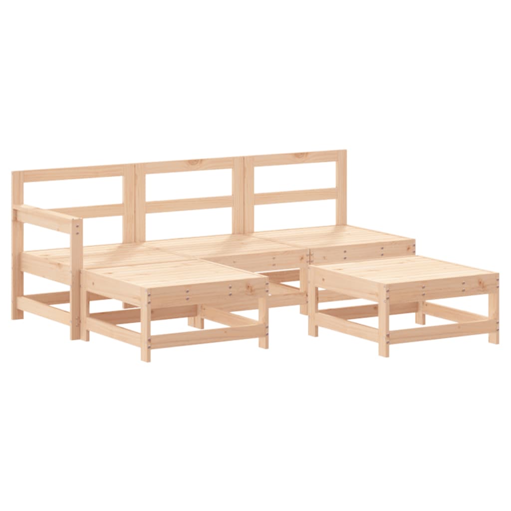 Garden Lounge Set Beige Solid Pine Wood Medium Modular