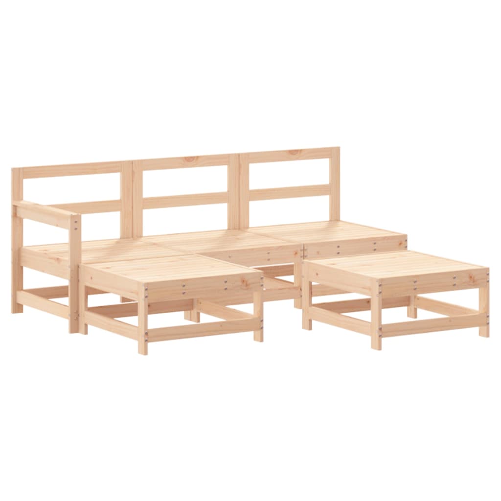 Garden Lounge Set Beige Solid pine wood, Oxford fabric, PP cotton