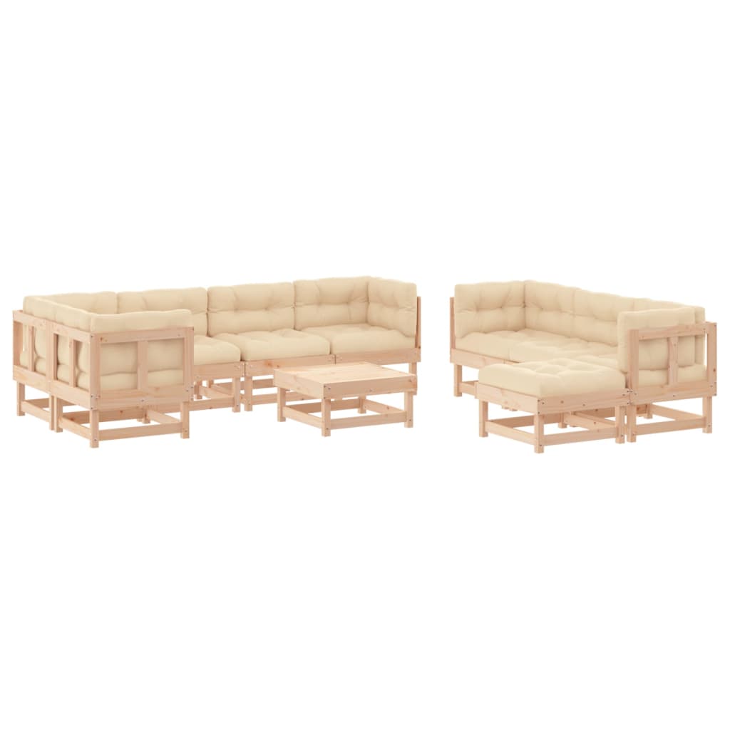 Garden Lounge Set Beige Solid Pinewood Large Modular