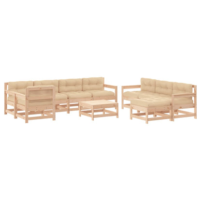 Garden Lounge Set Beige, Natural Wood