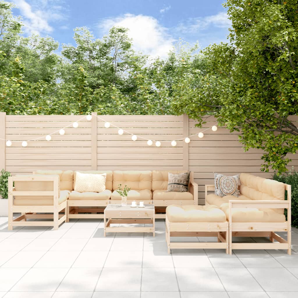 Garden Lounge Set Beige, Natural Wood